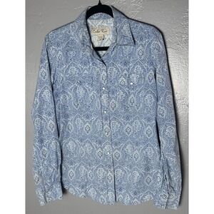 Women's Cedar Rose Pearl Snap Paisley Long Sleeve Shirt Size XL Western Cowgirl